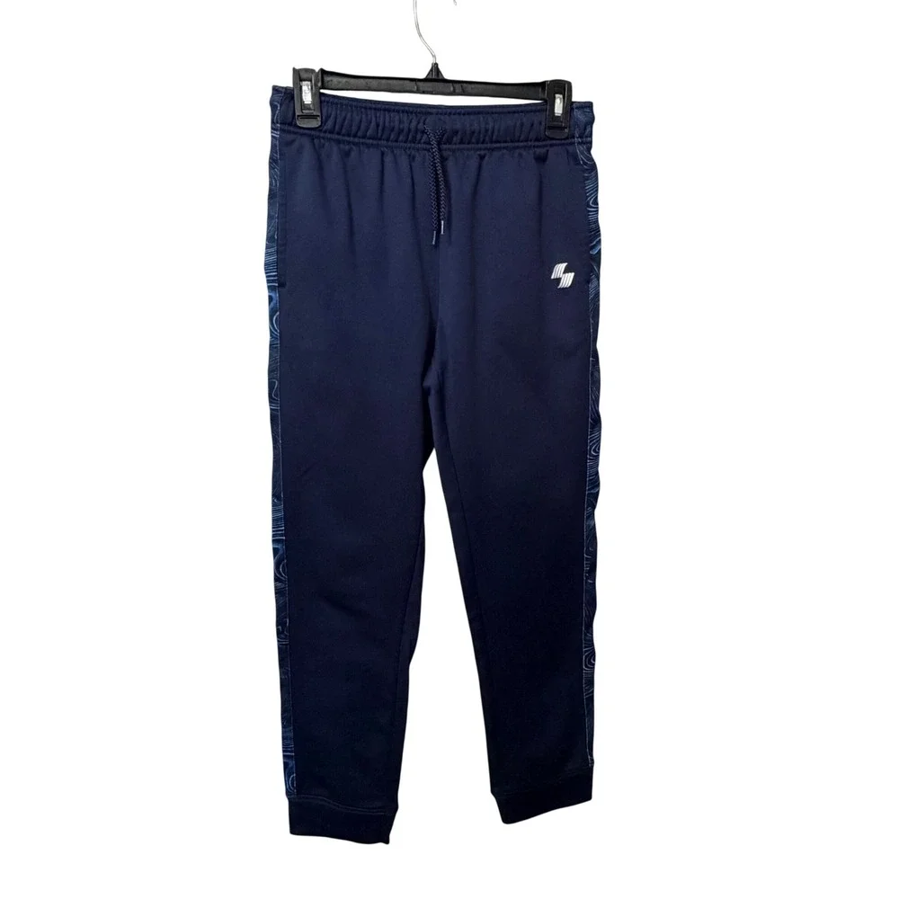 The Childrens Place Sport Boys XL 14 Navy Blue Marble Stripe Fleece Joggers